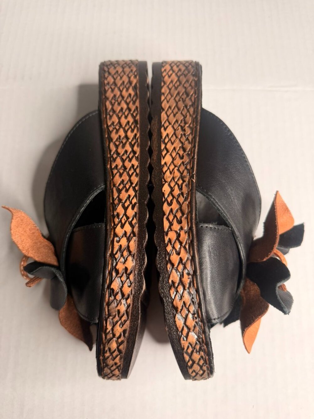 Spring Step Hilary Leather Flower Slide Sandals Black EU38 US 7.5-8 - Picture 7 of 9